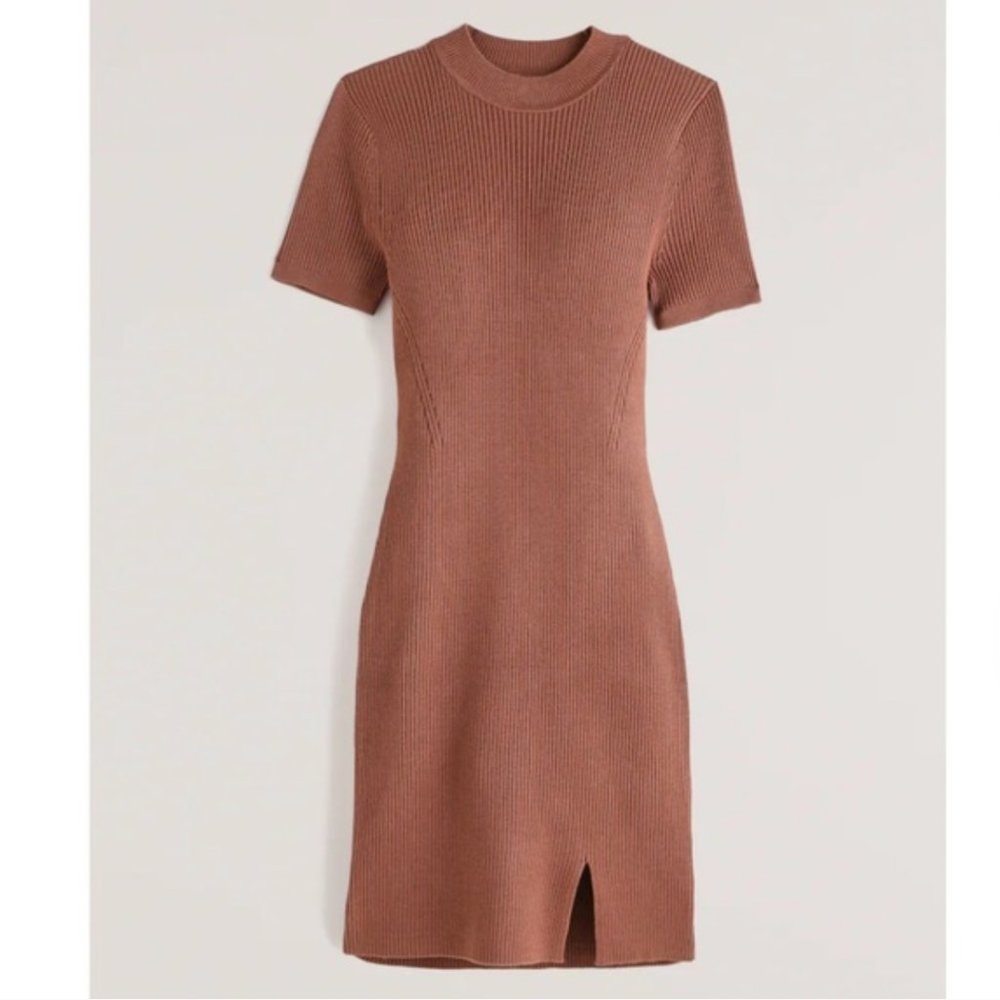 Abercrombie Mock Neck Mini Sweater Dress in Terracotta